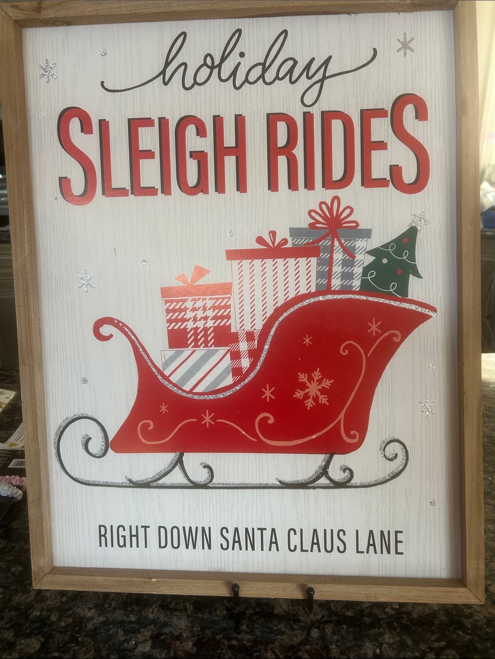 ASHLAND HOLIDAY SLEIGH RIDES RIGHT DOWN SANTA LANE WALL SIGN NWT